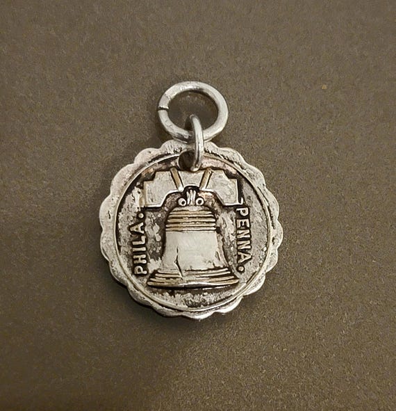 Vintage Silver on Brass Philadelphia Liberty Bell Charm