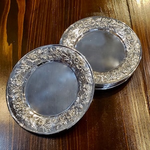 Bread and Butter Plates - Repousse by S. Kirk & Son Sterling Set of 8