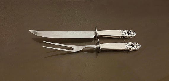 Royal Danish International Sterling Silver Handle Steak Carving Set Knife Fork 2 Pc