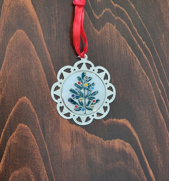 Sterling Silver and Enamel 1979 Christmas Tree Ornament