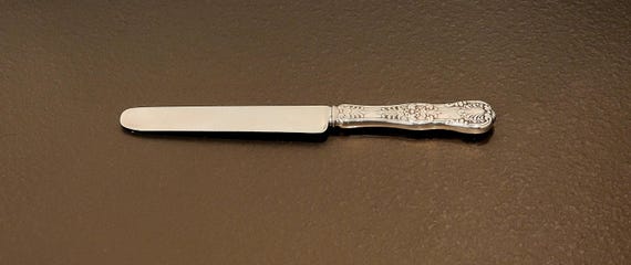 Dessert Knife - Mono ABC - English King by Tiffany - Sterling Silver Blade and Handle