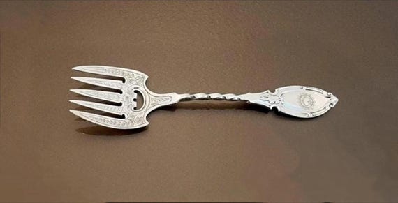 Rare American Coin Silver Sardine Fork circa 1860