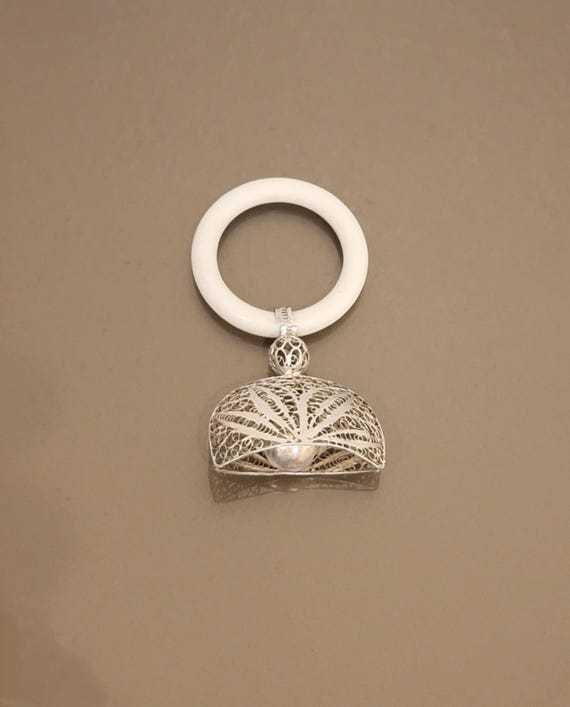 Antique Silver Filagree Rattle on Ring