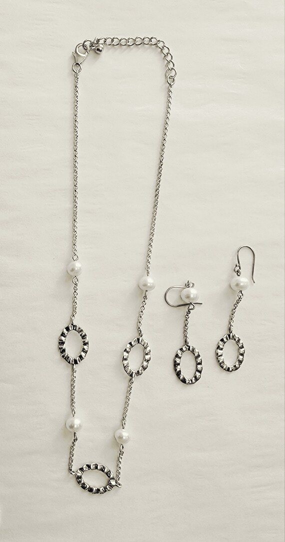 Sterling Silver & Pearl Necklace and Earrings