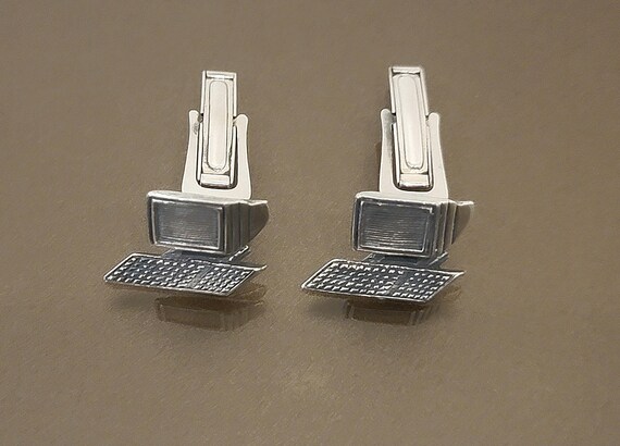 Vintage Sterling Silver Computer Cufflinks – 925 Technology Theme