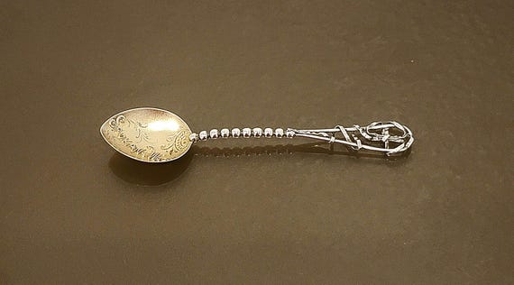 Vintage Sterling Silver Souvenir Spoon – Spokane, Washington – Beaded Handle – 8.2g
