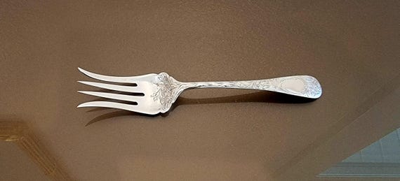 Engraved Floral Sterling Silver Chipped Beef Fork
