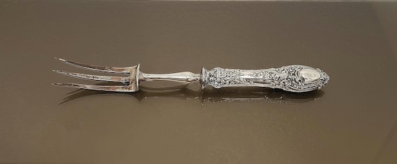Antique French Sterling Handle Meat Fork 11"