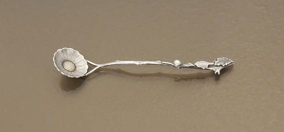 Handmade Sterling Silver Daisy Flower Spoon – Signed “Nagoya” – 4-1/2” Figural Floral Spoon – Japanese Art Nouveau Style