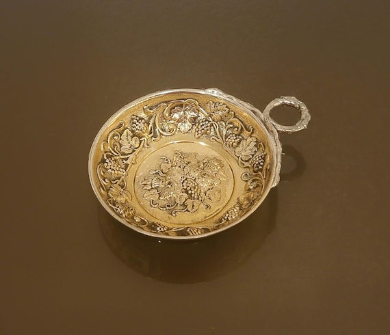 Silverplated Tastevin-Shaped Nut Dish - Gold Washed