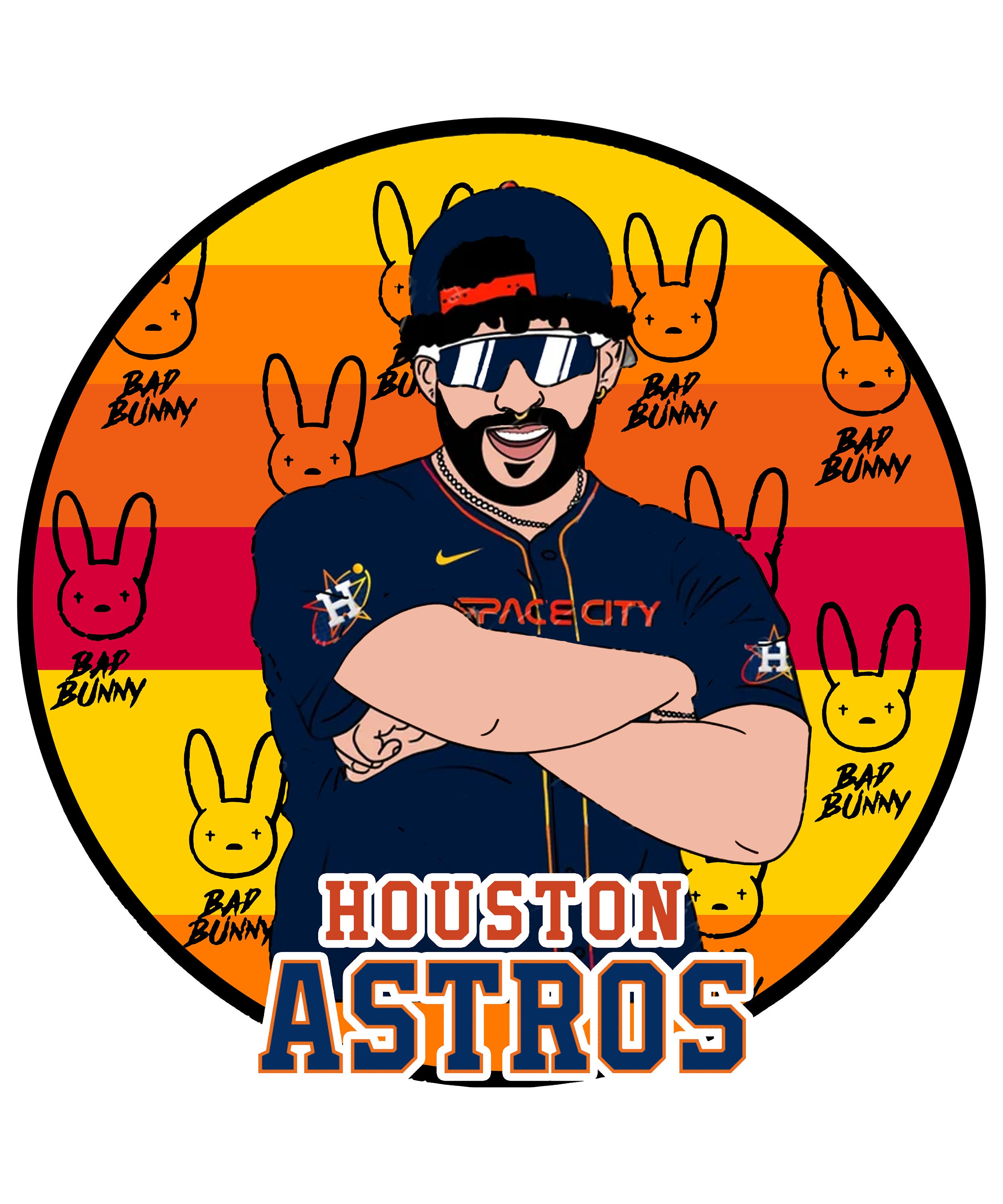 Houston Texas Baseball Bad Bunny PNG File Digital Download 
