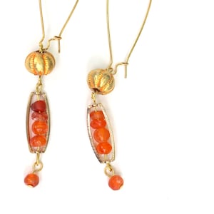 Roman GOLD BEADS and ROMAN Carnelian ancient beads earrings ancient bits remade into chic Gay Isber artifacts Roman Trinkets