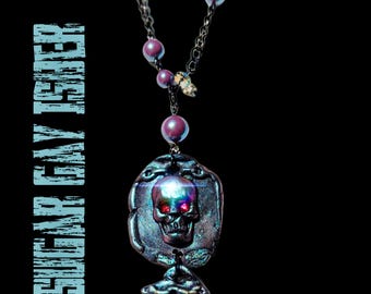 Handmade Spooky Skull Necklace – Halloween Jewelry, 22-inch Chain