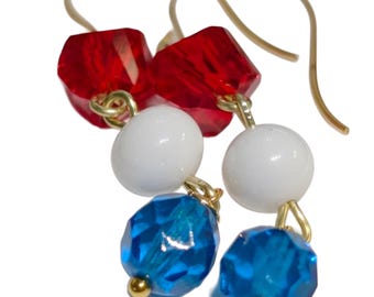 Red White Blue Election Earrings Patriotic Handmade to Order USA Vote Jewelry