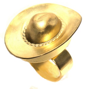 Entzückende 24k Vergoldetes Messing 3D Cowboy Carter Hut, Ohrringe, Ring, Halskette oder Sets U abholen USA 100% Zucker Gay Isber Geschenktüte Kostenloser Versand