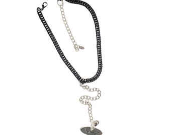 Let Them Eat Caviar Necklace | Real Caviar Key Pendant | Black Chain Lariat Necklace | New Year's Eve Statement Jewelry