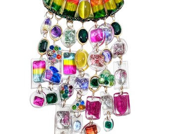Rainbow Runway Statement Runway Necklace Real Gems + Many Colors + Rutilated Quartz Gems One-of-a-kind Sugar Gay Isber
