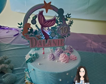 Mermaid cake topper, Mermaid light up cake topper, Mermaid party, Mermaid decor, Mermaid light up topper, Under the sea theme,