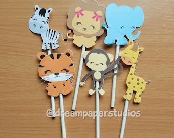 Safari animal cupcake toppers, safari theme party, jungle theme party, animal theme, safari party supplies, safari party decorations