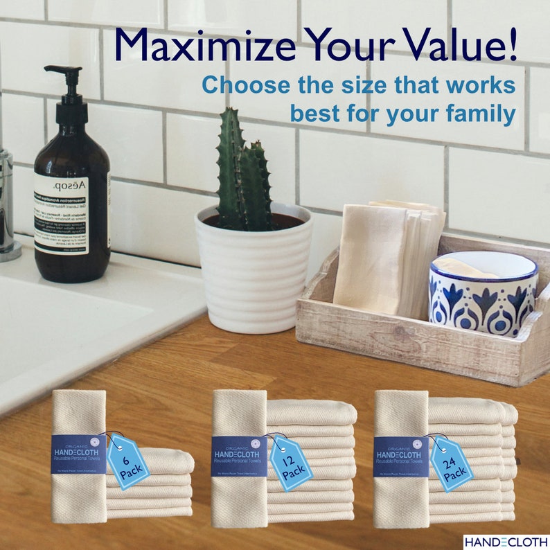 Organic Handelcoth Zero-waste Paperless Towels , GOTS organic Cotton Unpaper Towels