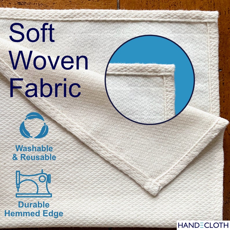 Handecloth Sustainable Organic Cotton Paper Towel Alternative with  Sewn Edges Birdseye Cotton