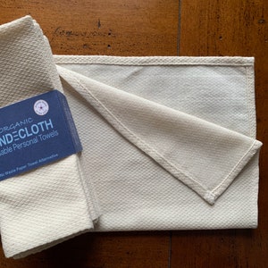 Handecloth Reusable Paperless Towels for Kitchen Durable Hemmed Edges GOTS Organic Cotton Plastic-free Compostable Biodegradable