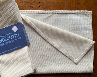 GOTS Organic Cotton Reusable Paper Towels 10 x 12,  Durable Edges, Wipes, Zero Waste Guest Towels, Plastic-free, Chemical-free, Lint-free