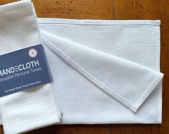 White Cotton Reusable Paperless Towels, Hand Hemmed, Zero Waste Kitchen Bathroom, Lint-free Cleaning Cloth, Napkins, Birdseye Wipe, 10 x 12