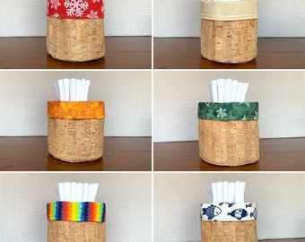 Create Your Own Reusable Paper Towel Set, Kitchen Towel Set, Custom Unpaper towel Set - Personal Cotton Hand Towels & Reversible Cork Basket