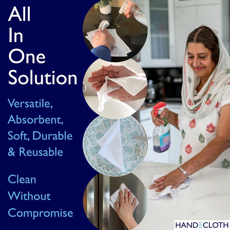 Organic Handelcoth Reusable Paper Towel Alternative The All in One Solution - Absorbent, Soft, durable and Lint-free