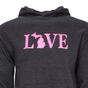 Love Michigan Hoodie Michigan Love Love Michigan Michigan Love sweatshirt Michigan Gifts-Made in Michigan image 1