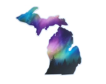 Calcomanía impresa de la aurora boreal de Michigan