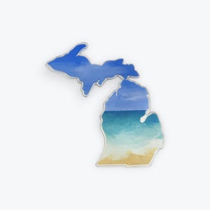 Mappa del Michigan, acquerello, acchiappasole da spiaggia