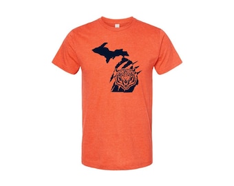 Camiseta de los Michigan Tigers - Detroit - Béisbol - Fanáticos de los Tigers - Béisbol Tiger - Camiseta de béisbol - Hecho en Michigan