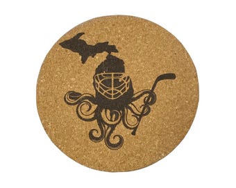 Cork Coaster: Hockey Octopus