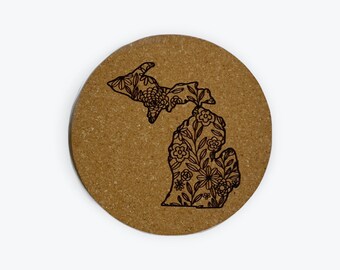 Cork Coaster: Michigan Flowers