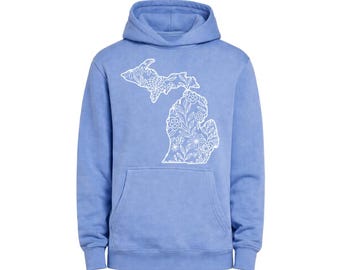 Mapa de Michigan con flores blancas - Colonia Azul