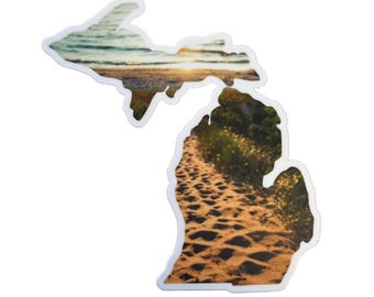 Calcomanía de playa de arena de Michigan: Huellas en la arena