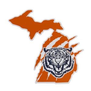 Calcomanía con garra de tigre de Michigan