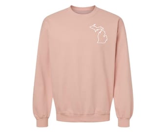 Michigan Outline Crewneck Sweatshirt - Michigan Love - Michigan Sweatshirt - My Michigan Sweatshirt - Made in Michigan