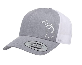 Michigan Map Outline Hat- Michigan Great Lakes hat- Michigan Hat- Snap back Hat- Michigan- Michigan Gifts-Michigan Made