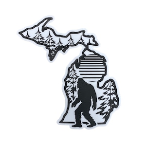 Sassquatch in the woods-black/white decal