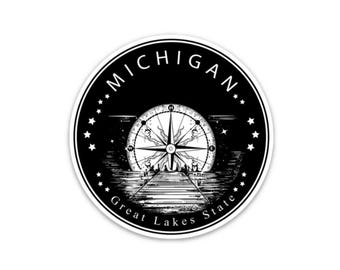 Michigan Great Lakes Compass -Printed Decal