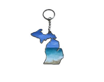 Llaveros: Michigan Watercolor Beach