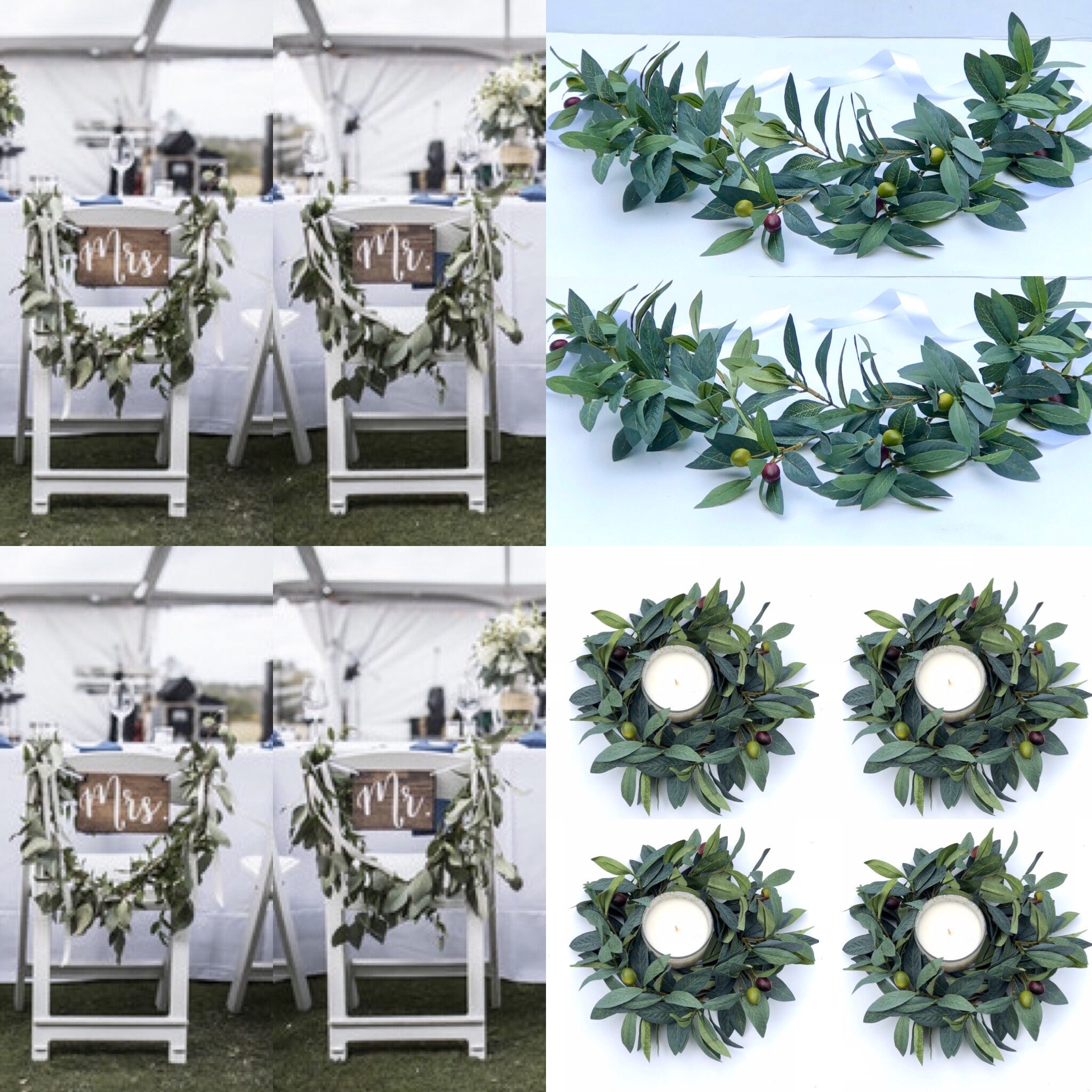 Set 2 Wedding Chair Garland Pew Decorations Eucalyptus Chair