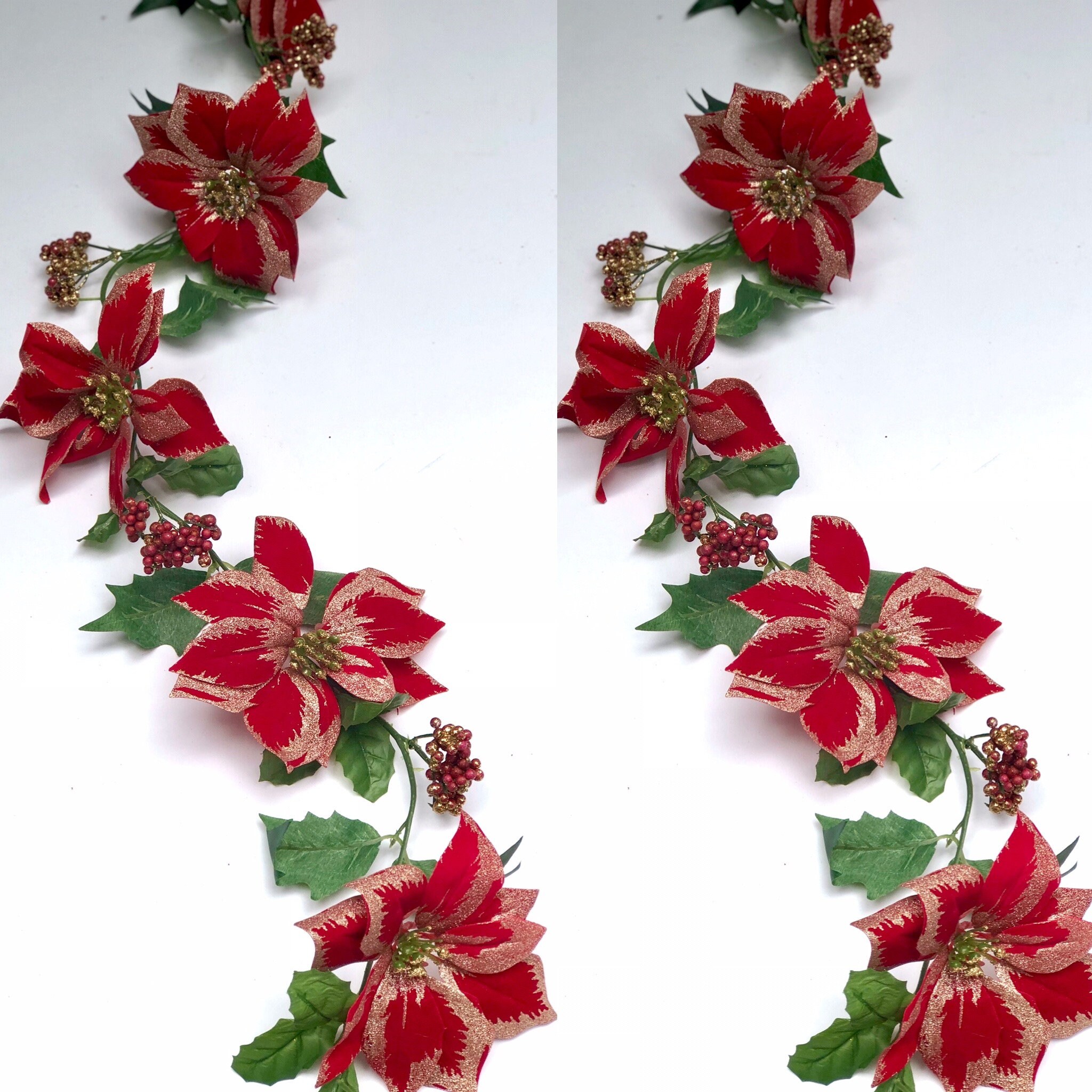 Christmas Poinsettia garland, Christmas Poinsettia