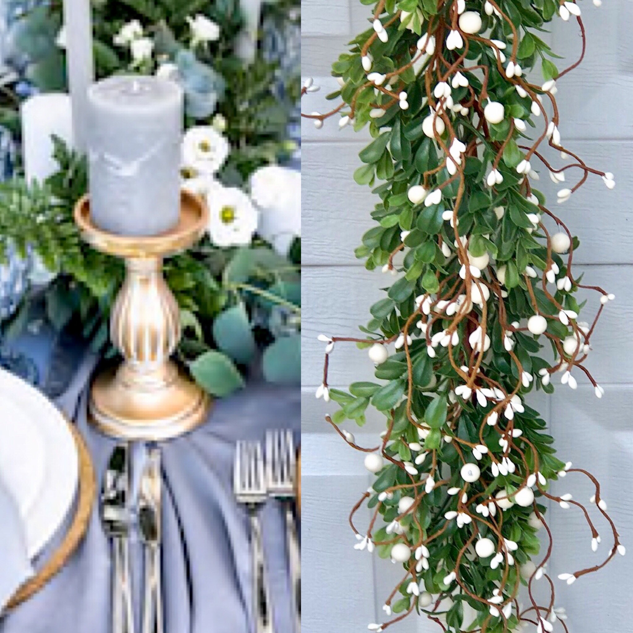 Greenery pip White berry and greenery garland Mantle Garland Greenery Garland