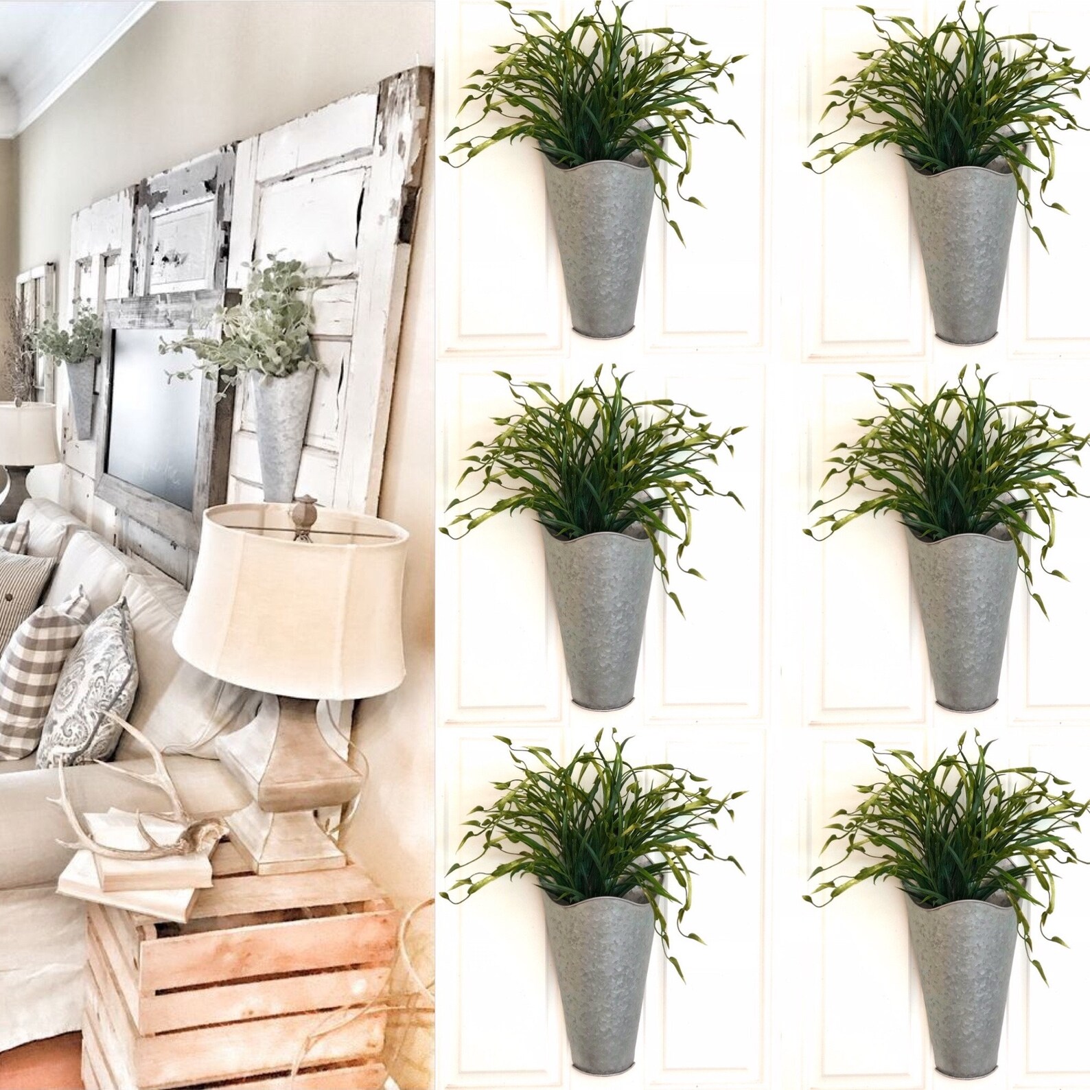 Wall sconce with greenery / Farmhouse Living Room Decor Etsy