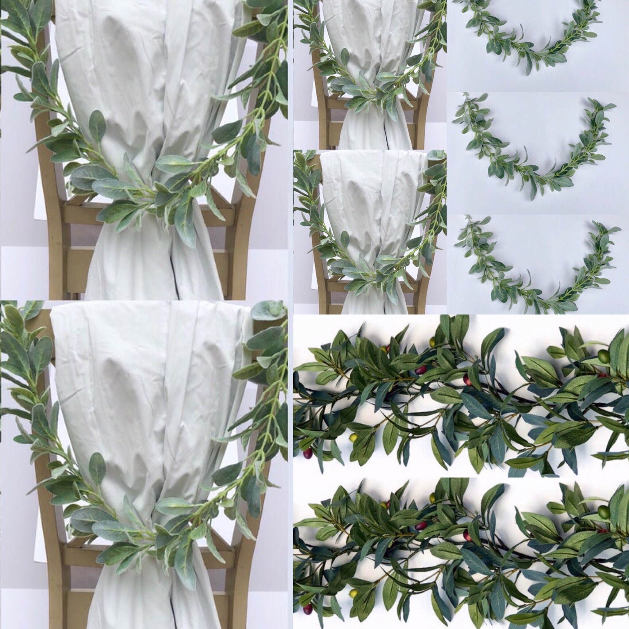 Set 2 Wedding Chair Garland Pew Decorations Eucalyptus Chair