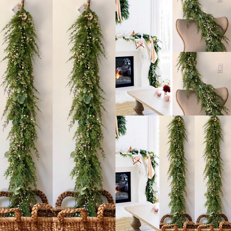 Christmas Garland Eucalyptus garland Staircase Garland | Etsy